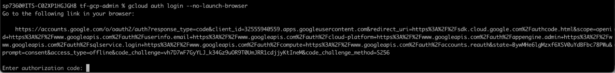 GCP authenticate login