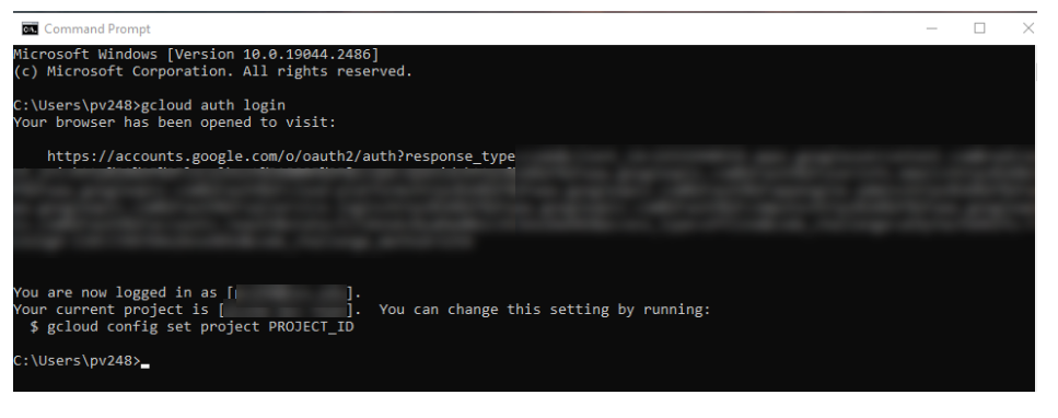 GCP login CMD prompt